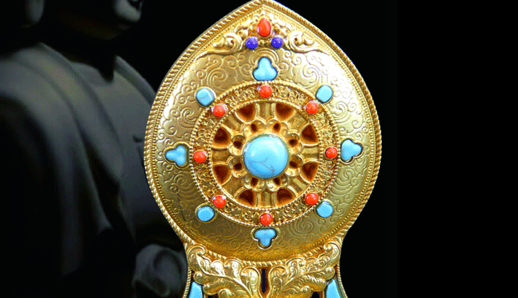 慧宝金轮宝密宗法器藏传佛教用品镶宝石七政七珍八宝之法轮宝