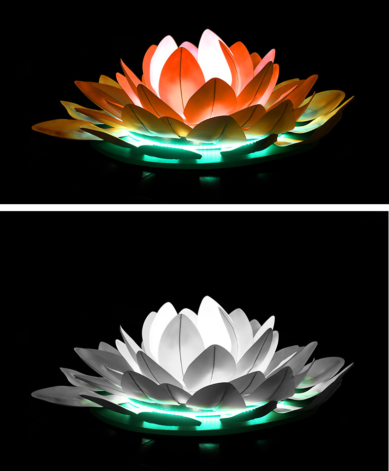 led浮水荷花景观灯15米eva荷花灯池塘湖面装饰景观灯