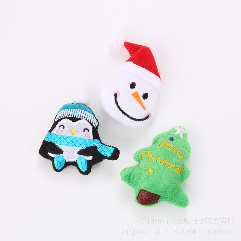 Pet Cat Toy Christmas Series Plush Toy Christmas Tree Snowman Penguin Containing Catnip Factory Cross-Border 