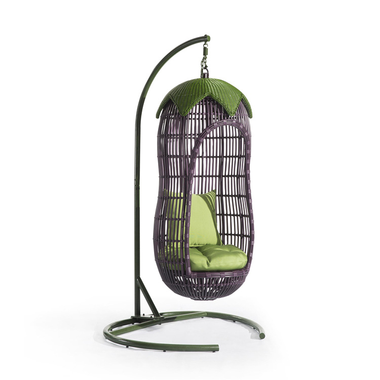 青苗户外茄子造型编藤吊椅吊篮