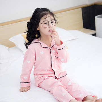 儿童睡衣套装新款中大童棉质家居服男童女童睡衣两件套