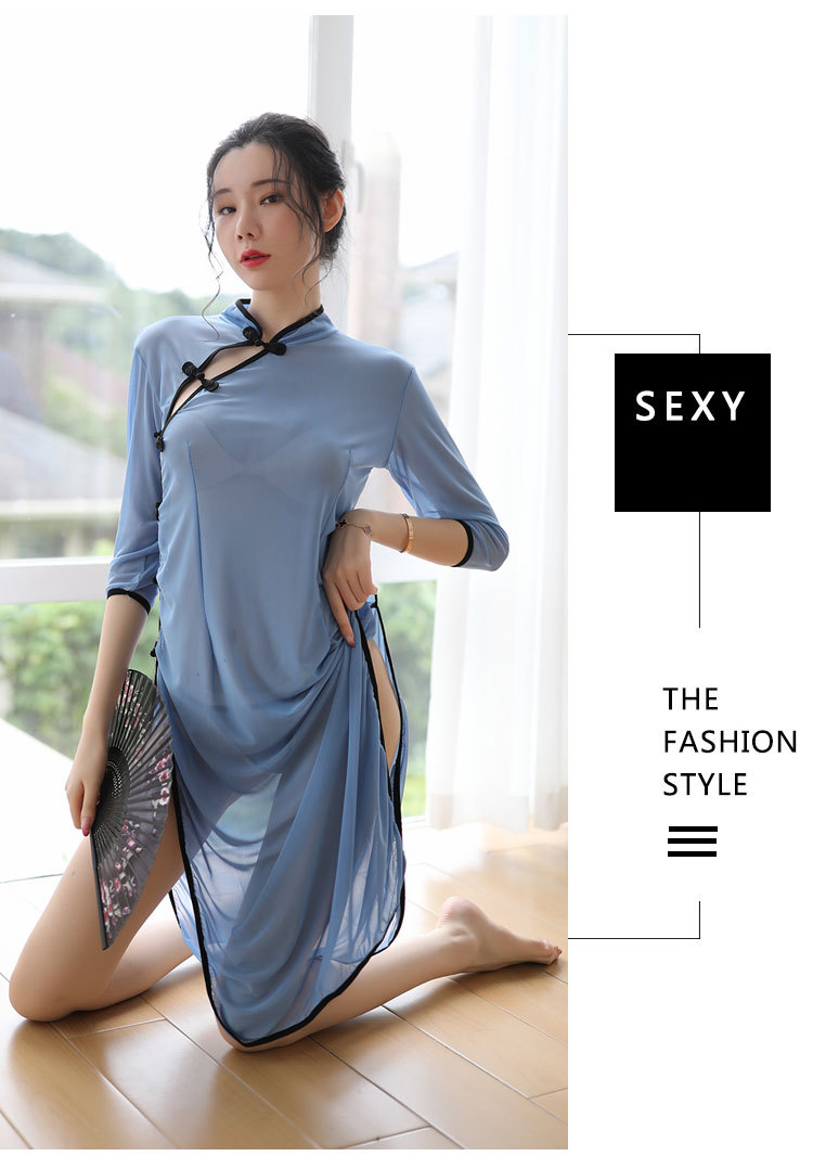 新款情趣内衣性感薄纱民国风透视高开叉旗袍肚兜女宫廷古典夏套装