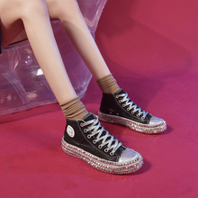 跨境爆款女鞋2020秋季韩版女式铆钉帆布女鞋高低帮豹纹新款式女鞋