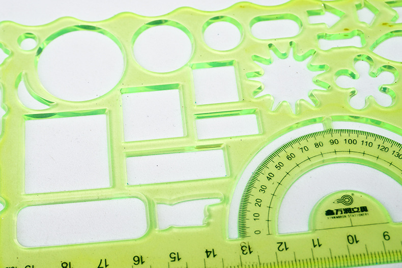 学生多功能直尺 20cm透明水晶尺子 镂空花边绘图塑料软尺 2片装