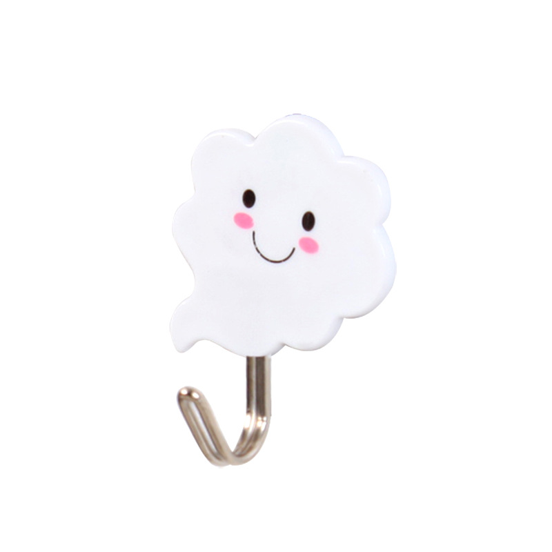 White Cloud Sticky Hook Plastic Hook Creative White Cloud Living Room Door Free Clothes Hook (3 Pack)
