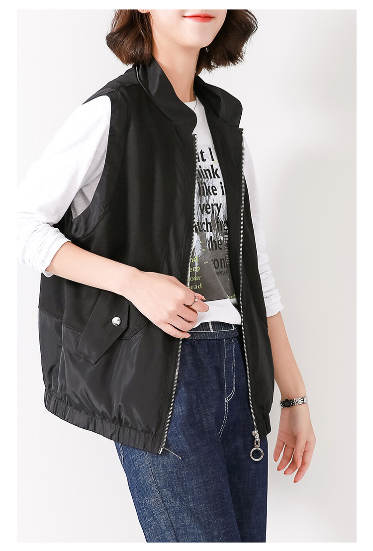 黑色马甲女装春季百搭短款无袖外套2021新款宽松连帽坎肩马夹7013