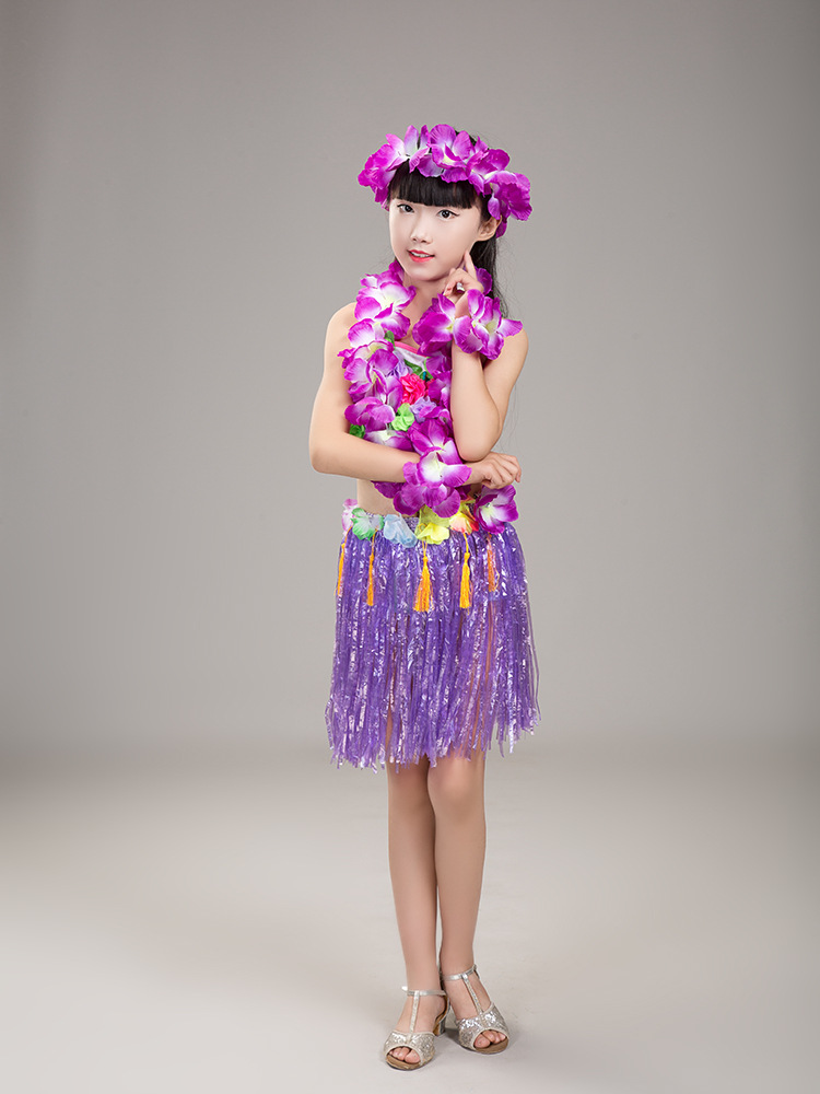 儿童夏威夷草裙套装女童环保服装幼儿草裙舞服装道具表演服海草舞