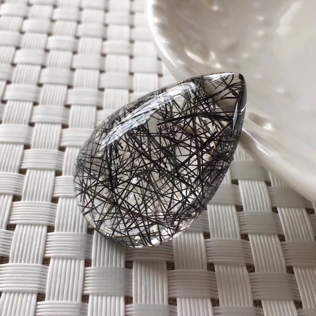 天然黑发晶水滴顺发吊坠 发晶单圈手串 水晶黑发晶吊坠批发