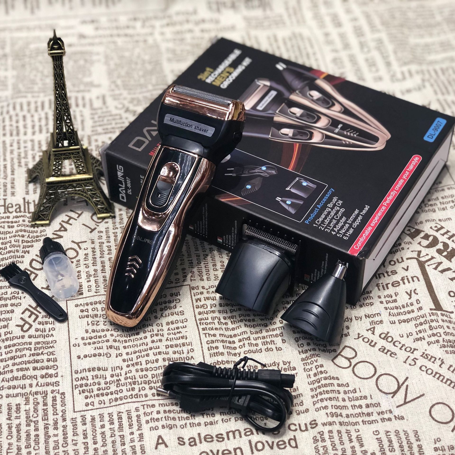 达玲daling电动剃须刀dl-9007多功能鼻毛修剪器理发剪刮胡刀套装