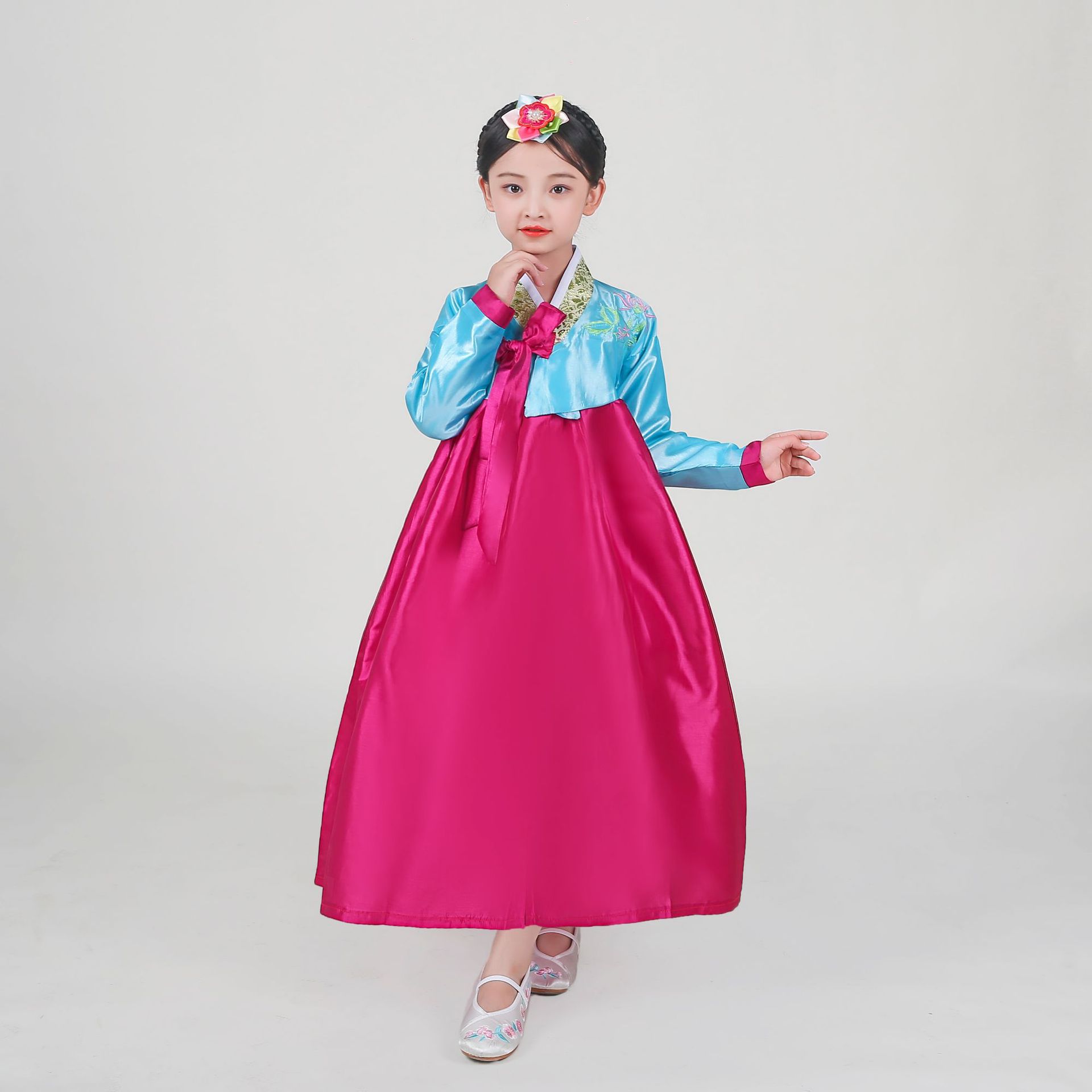 韩服女童朝鲜族服装儿童民族舞蹈服韩国传统服饰大长今服装演出服