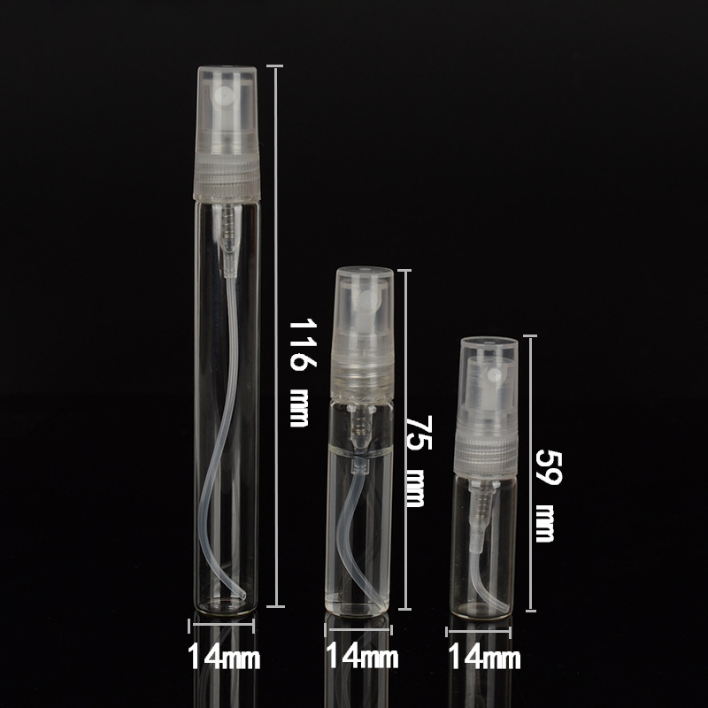 现货批发试管玻璃小样瓶3ml5ml10ml香水分装试用按压小瓶喷雾套装