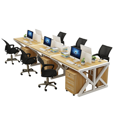 屏风简易职员工位办公桌4/6人位简约卡座单人双人电脑桌子椅组合