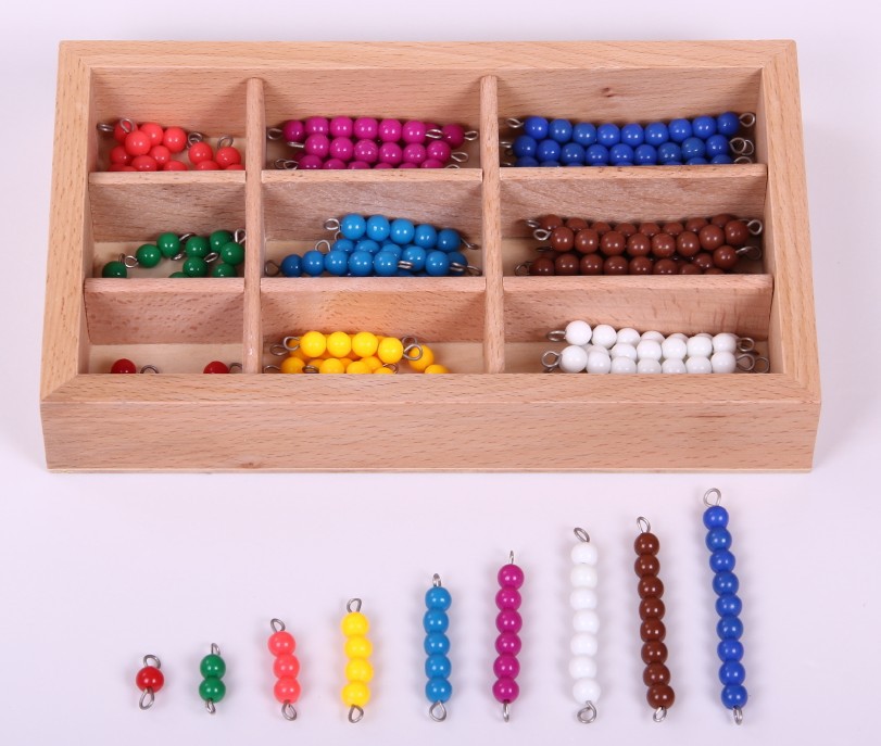 正品蒙氏蒙特梭利教具婴幼儿早教益智玩具 彩色串珠棒