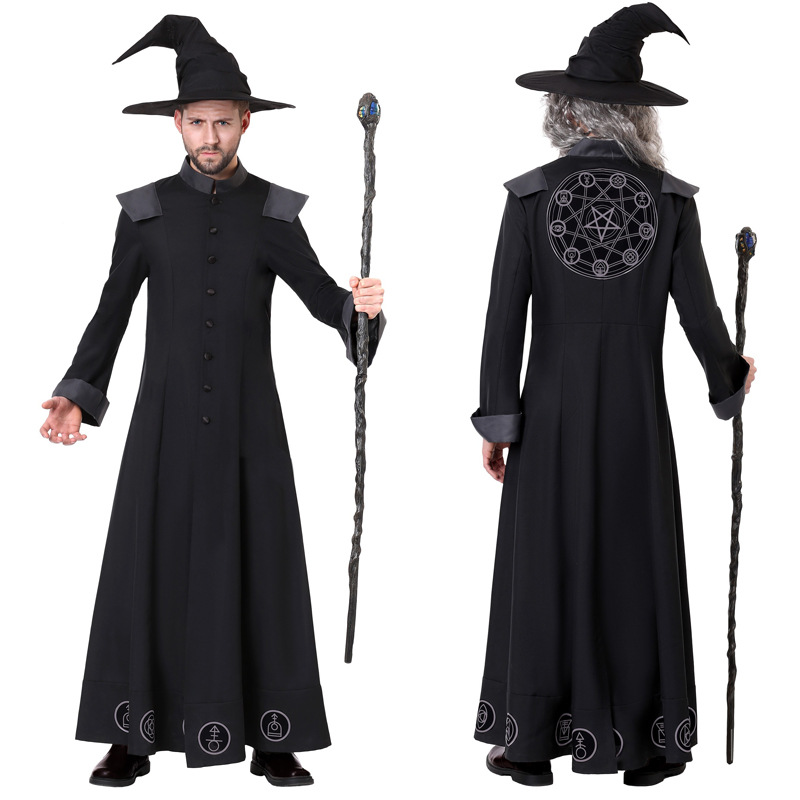 万圣节成人服装男cospaly巫师袍死神披风衣服男巫巫婆演出服装