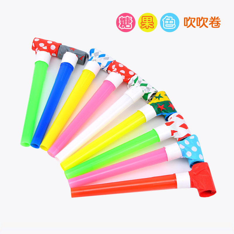 Wholesale Large Paper Head Blowouts Plastic Blowouts Whistle Children's Birthday Toys Cheerleading Dance Props Party Horn