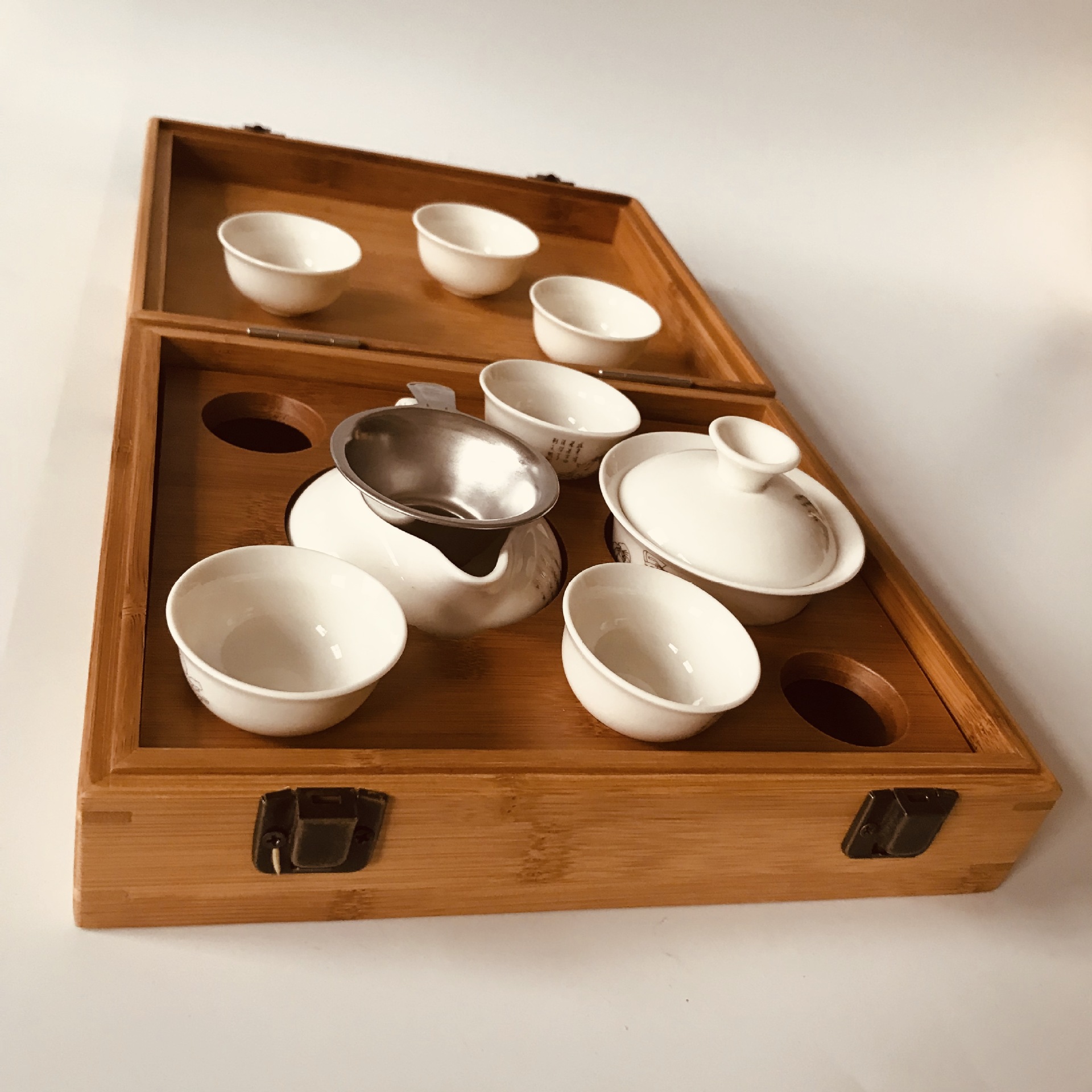 竹木便携式功夫茶茶盘 迷你旅行翻盖茶具 户外功夫竹茶具茶盘托盘