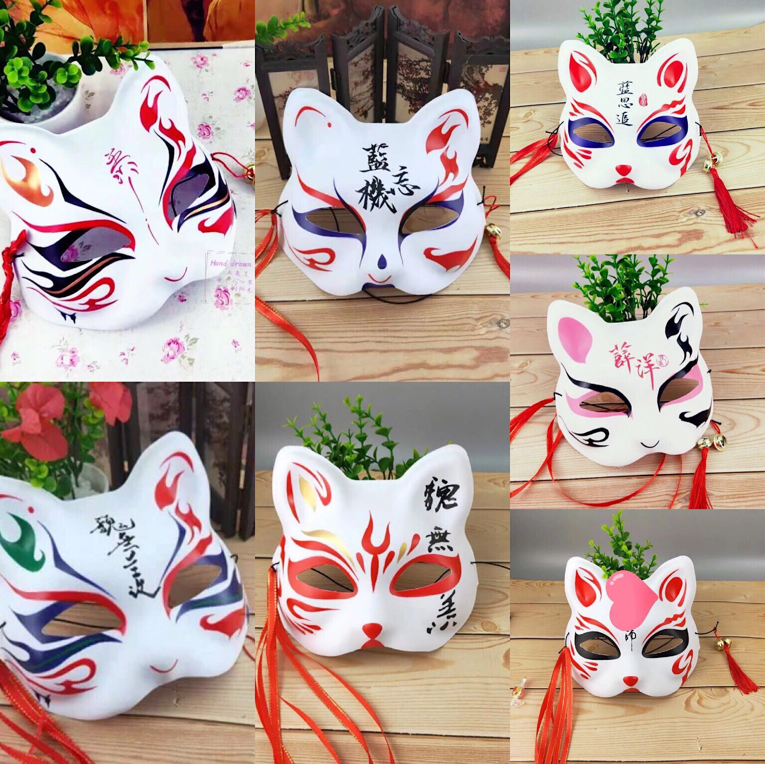 动漫手绘面具 新款魔道 命运 血小板东京面具标志带流苏铃铛面