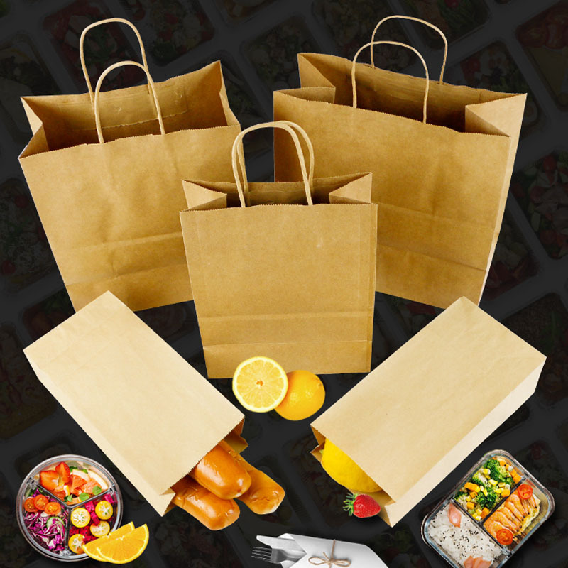 外卖餐饮打包纸袋手提袋可订制印logo厂家直销面包烘培送餐纸袋子