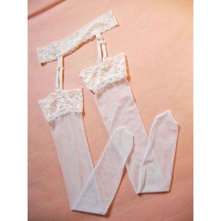 可拆卸 性感吊袜带 小网袜套装 欧美成人网眼长筒袜 蕾丝边吊带袜