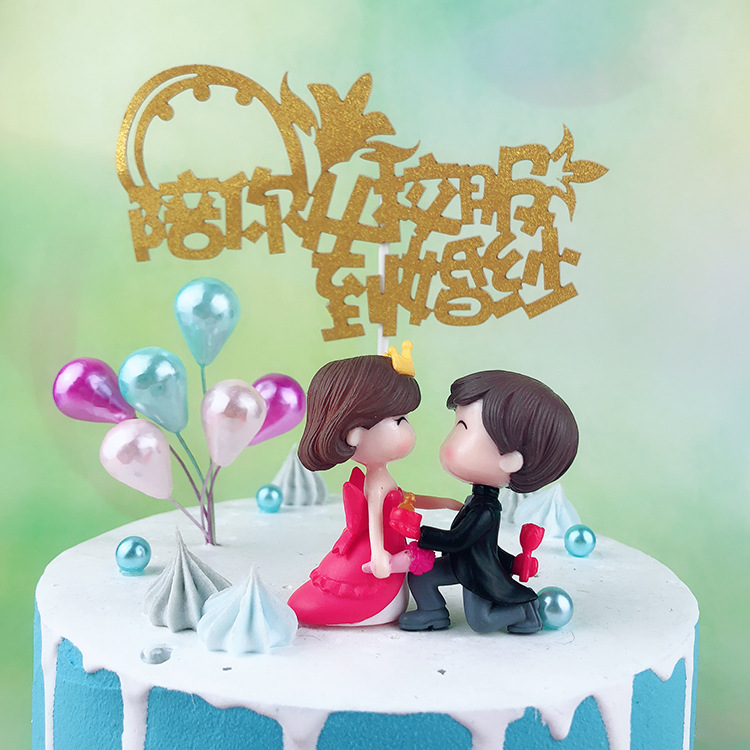 亲嘴娃娃情侣情人老公老婆生日蛋糕装饰烘焙派对甜品台卡通小摆件