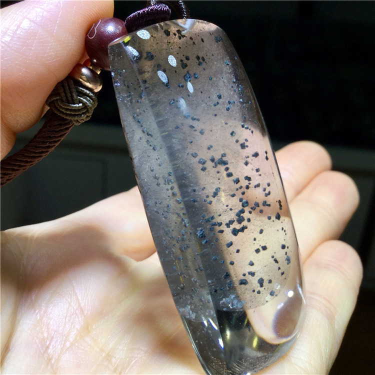 东海水晶天然蓝云母片满天星聚宝盆平安无事牌吊坠