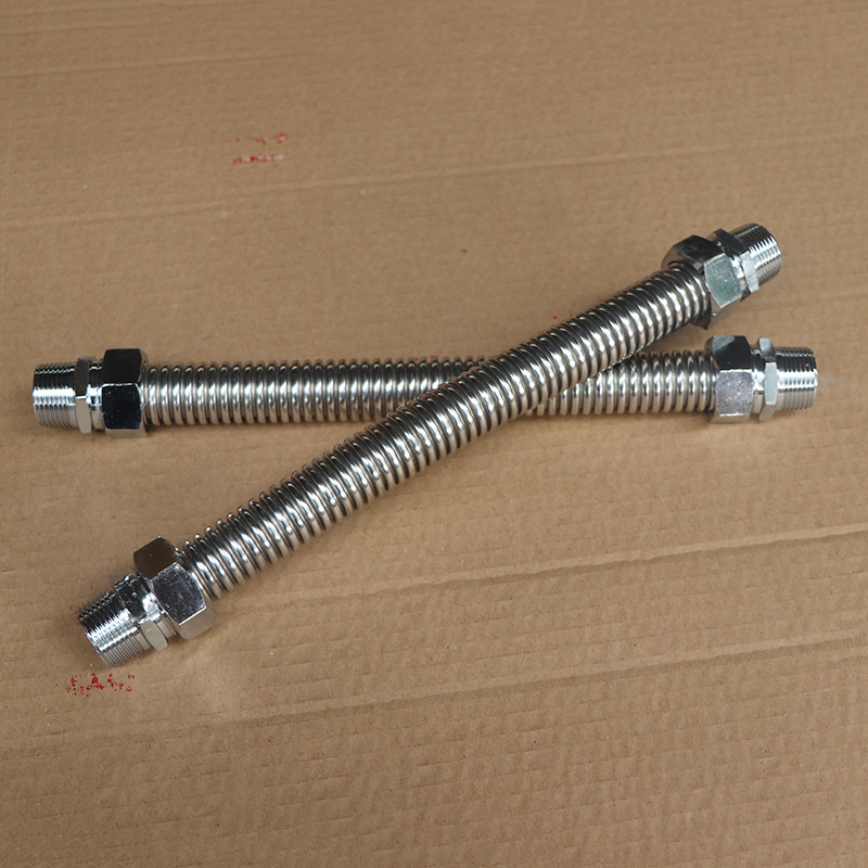 304中央空调不锈钢波纹管热水器加厚铁头双外丝连接金属空调软管