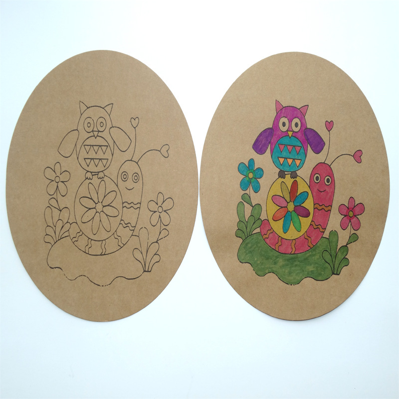 空白圆形卡纸儿童画画填涂色涂鸦卡通彩绘幼儿园diy手工定制