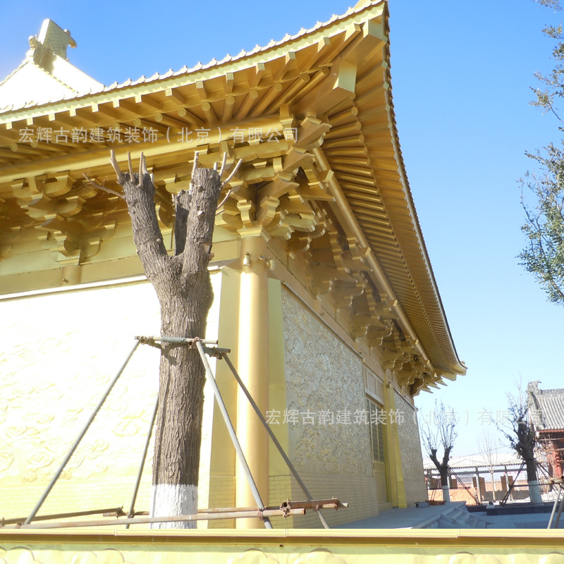 古建彩绘实木斗拱厂家 定制松木寺庙中式装饰斗拱铺作 清式五踩斗