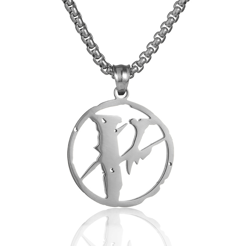 抖音同款vlone藤原浩闪电联名嘻哈吊坠夜店潮饰男霸气v字钛钢项链