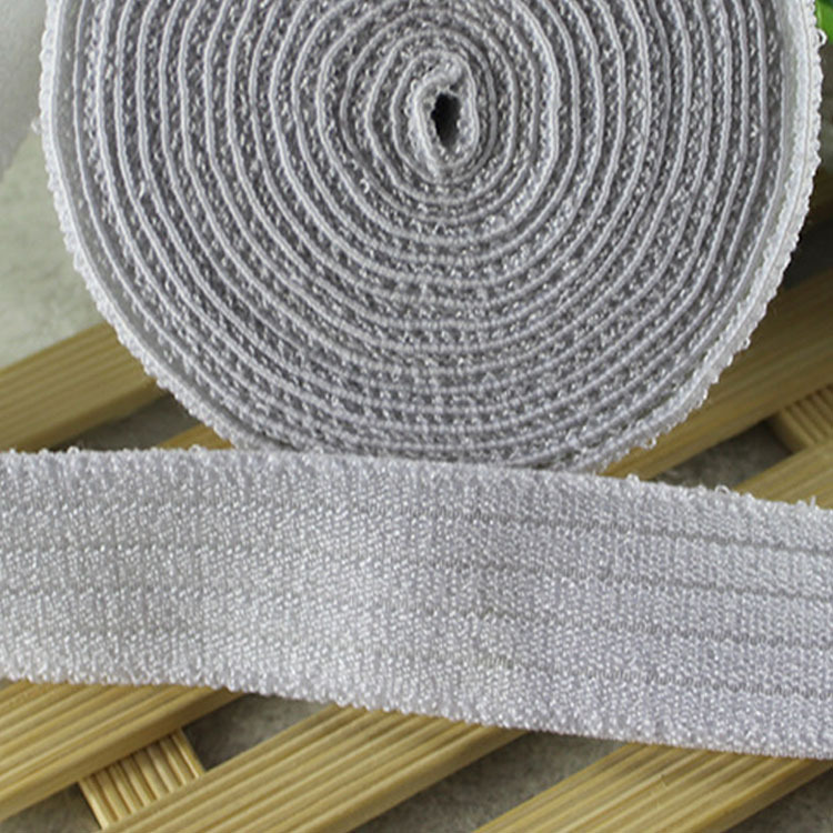 白色条纹松紧带 涤纶间条毛面橡筋带 手套袖口毛巾绒面弹力带定制