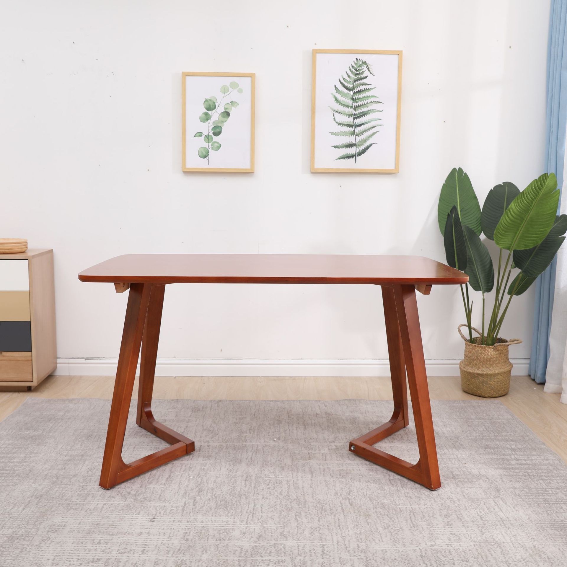 厂家直销 北欧实木长方桌 现代时尚z型腿餐桌 创意多功能电脑桌