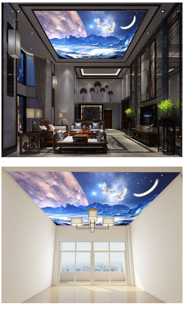 3d个性星空天花板棚顶墙纸壁画8d立体银河系北欧夜空吊顶壁纸墙布