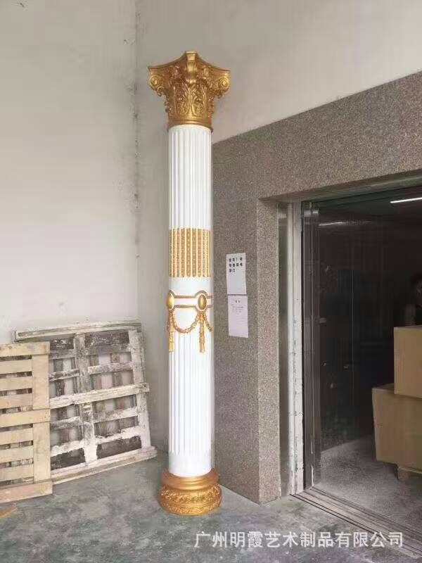 厂家供应玻璃钢罗马柱 描金罗马柱 螺纹柱子 透光砂岩柱 包柱