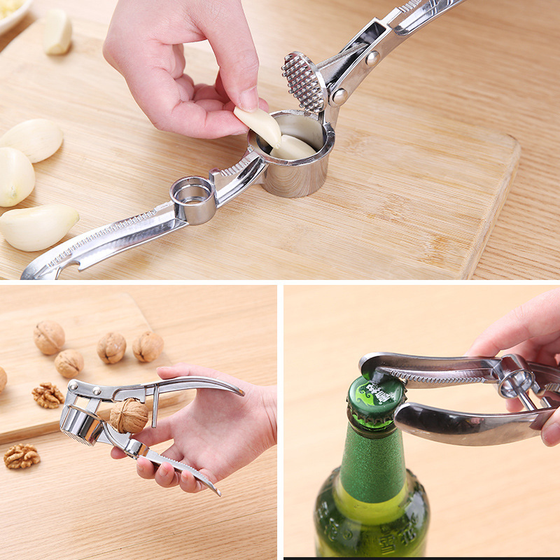 Extra Large Garlic Press Meshed Garlic Device Garlic Clip Multi-Functional Zinc Alloy Stainless Steel Manual Pull Garlic Press