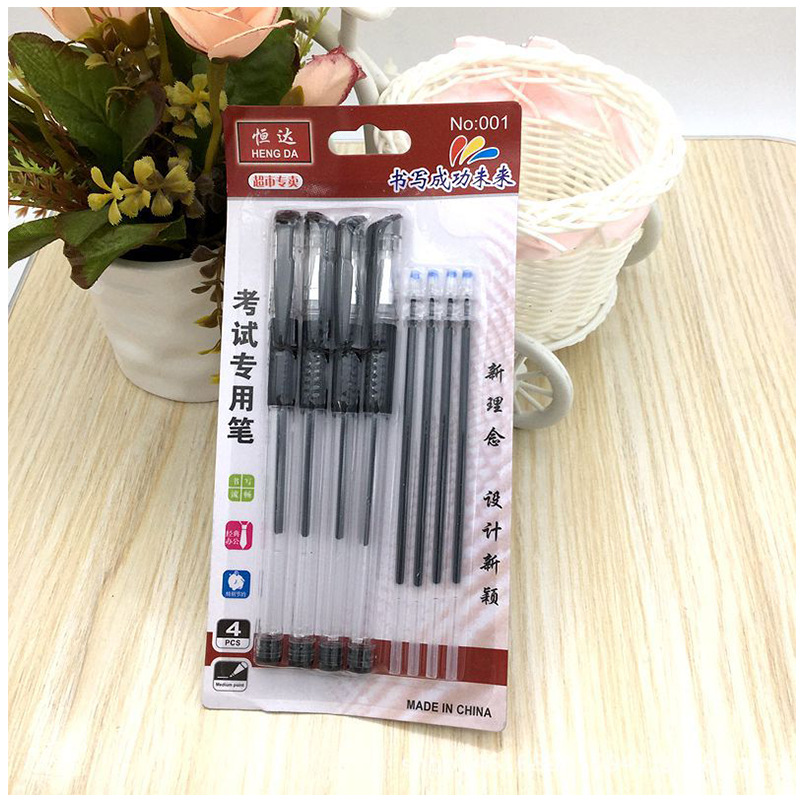 4 Pens 4 Cores Clamshell Packaging Gel Pen Office Learning Gel Pen Black Ink Pen Refill Two Yuan Store Supply