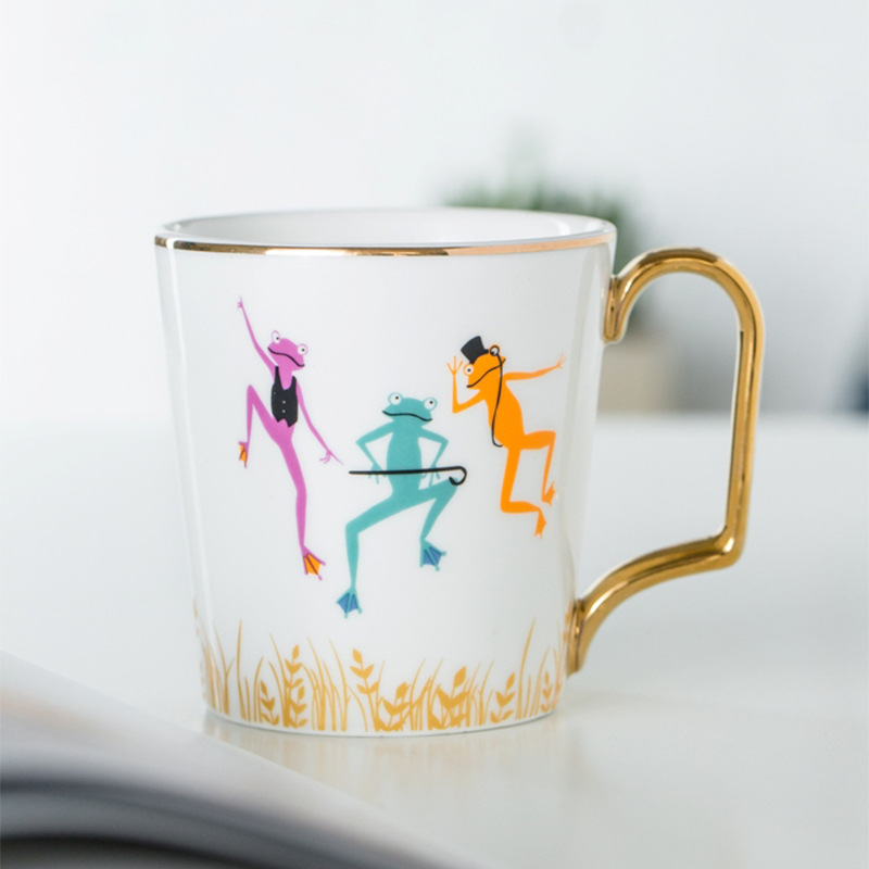 Animal Age Series Gold Outline Ceramics Mug Office Water Glass Home Breakfast Milk Cup Couple Creative Gift