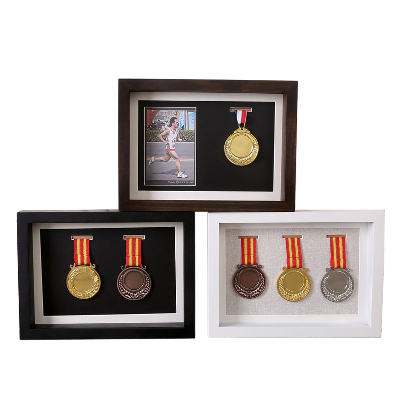 实木奖牌展示框勋章收纳盒展示架画框奖章马拉松金牌立体摆台相框
