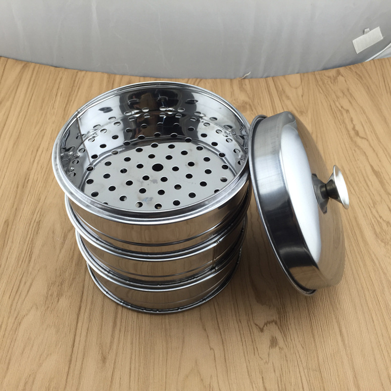 批发不锈钢小蒸笼双耳无耳加厚笼屉蒸包子馒头小笼包子蒸饺小蒸笼