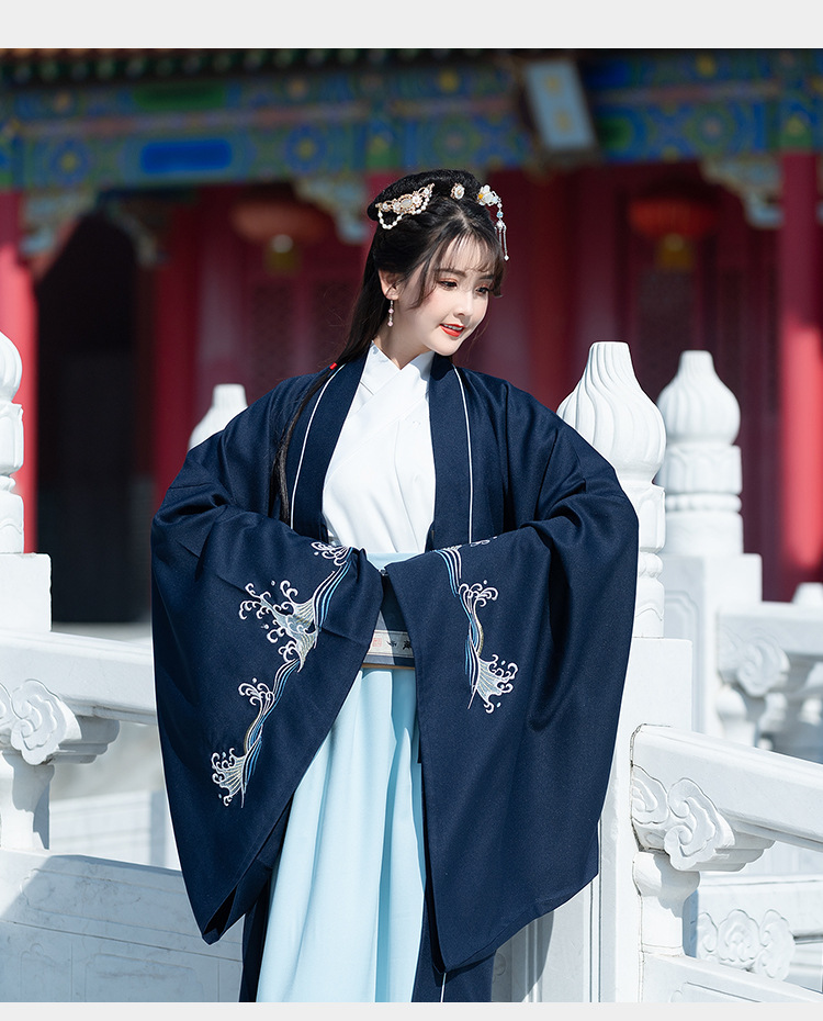 醉宠爱h9267改良魏晋中国风汉服绣花交领襦裙情侣武侠风大氅广袖