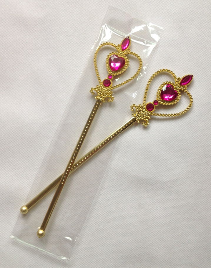 现货热销 儿童公主皇冠权杖 贝尔公主金色玫红钻皇冠魔法棒套装