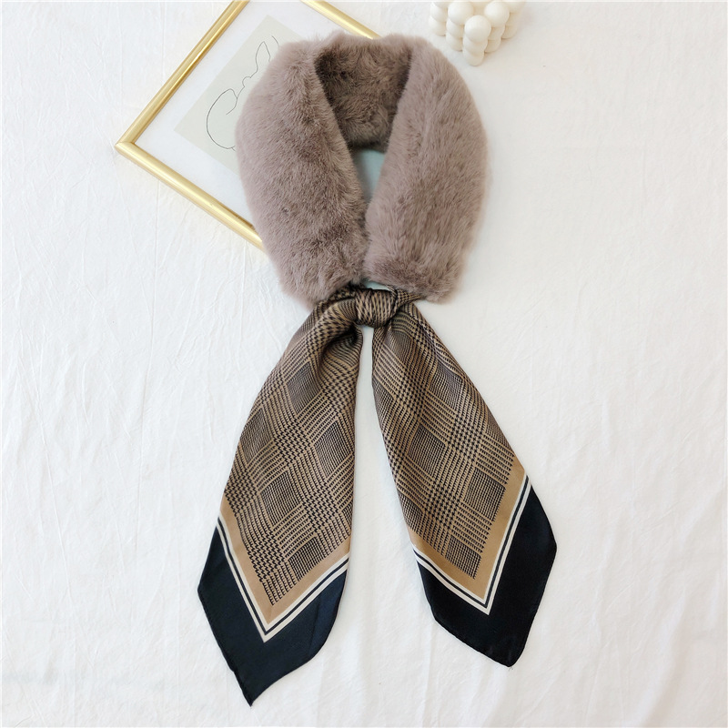 Autumn and Winter Scarf Imitate Rex Rabbit Fur Dongdaemun Ribbon Scarf Woolen Artificial Silk Ribbon Warm All-Matching Special Offer Clear