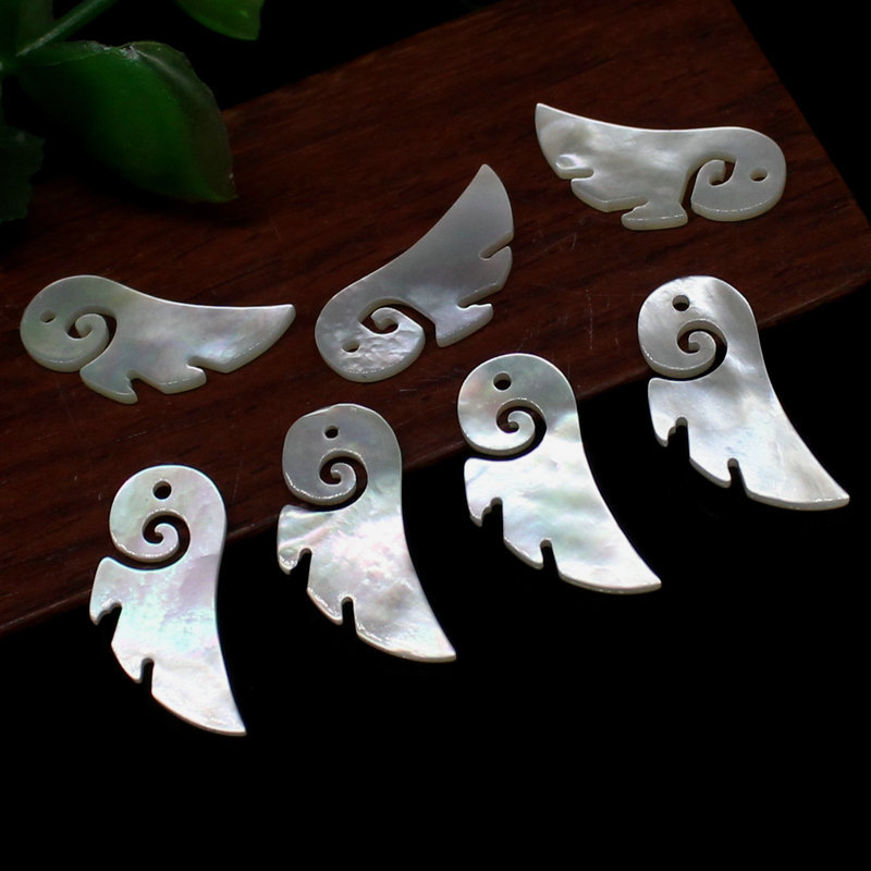 天然珍珠白贝雕刻小鸟翅膀耳饰发簪古风挂件 diy手作配饰材料批发