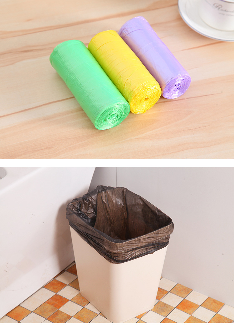 家用彩色中号大号厨房一次性点断式黑色连塑料袋加厚垃圾袋卷