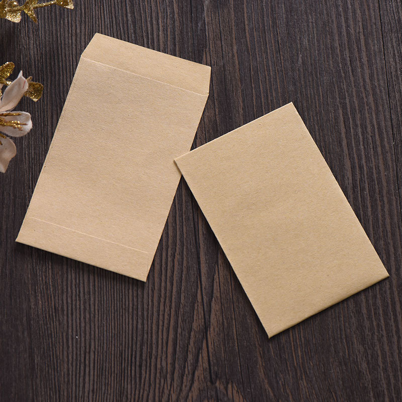复古牛皮纸小信封定做封口双面胶封口信封 空白无字信封6*9通用卡
