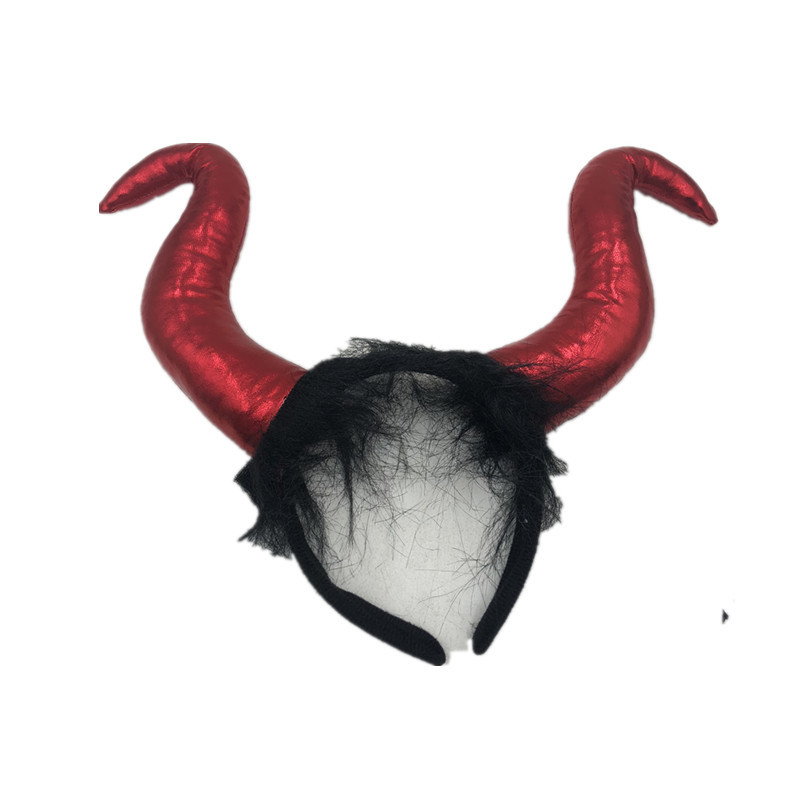 恶魔牛角头扣发箍 万圣节鬼节装饰头饰派对cos道具大号牛角头饰