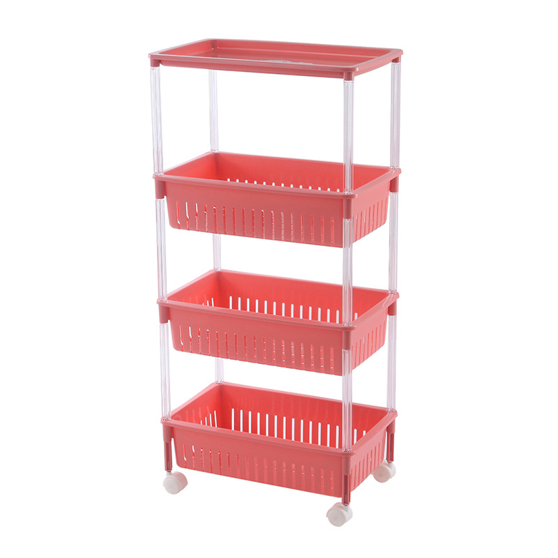 Four-Layer Pulley Flat Storage Rack Toy Sundries Storage Organizing Rack Kitchen Plastic Storage Rack 0337