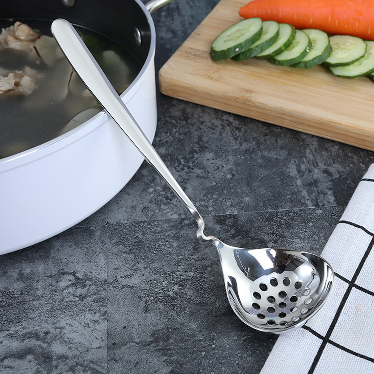 304不锈钢长柄汤漏勺 加厚加深公用漏勺可挂壁火锅汤漏