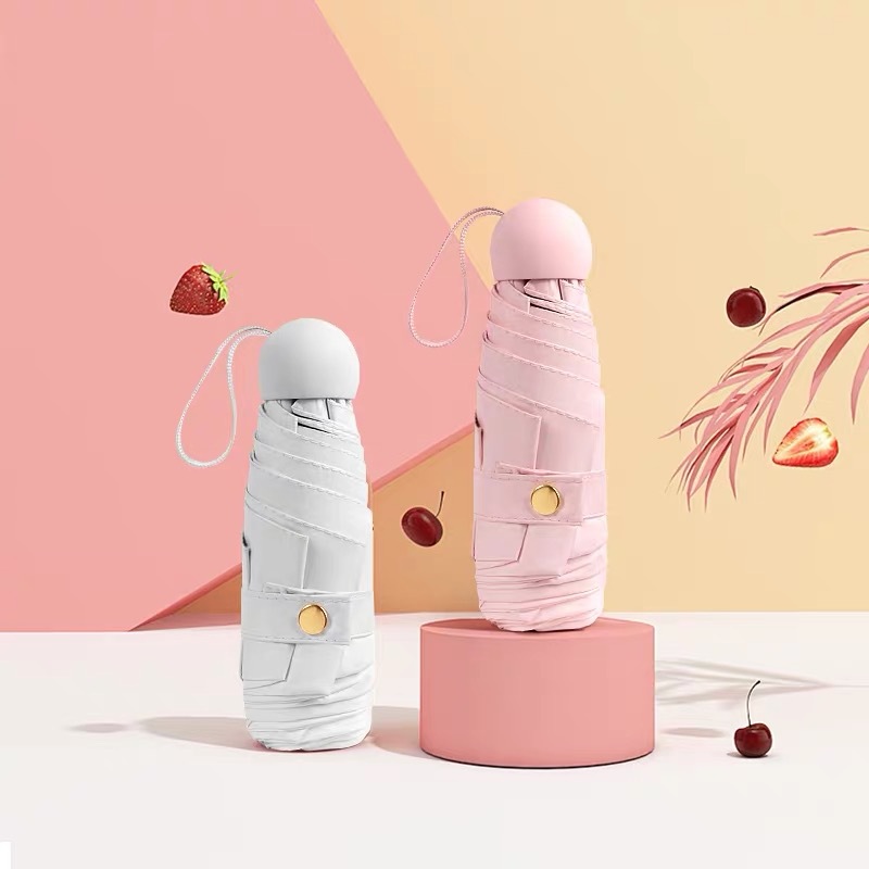 可LOGO五折胶囊伞太阳伞小巧便携雨伞女晴雨两用遮阳现货