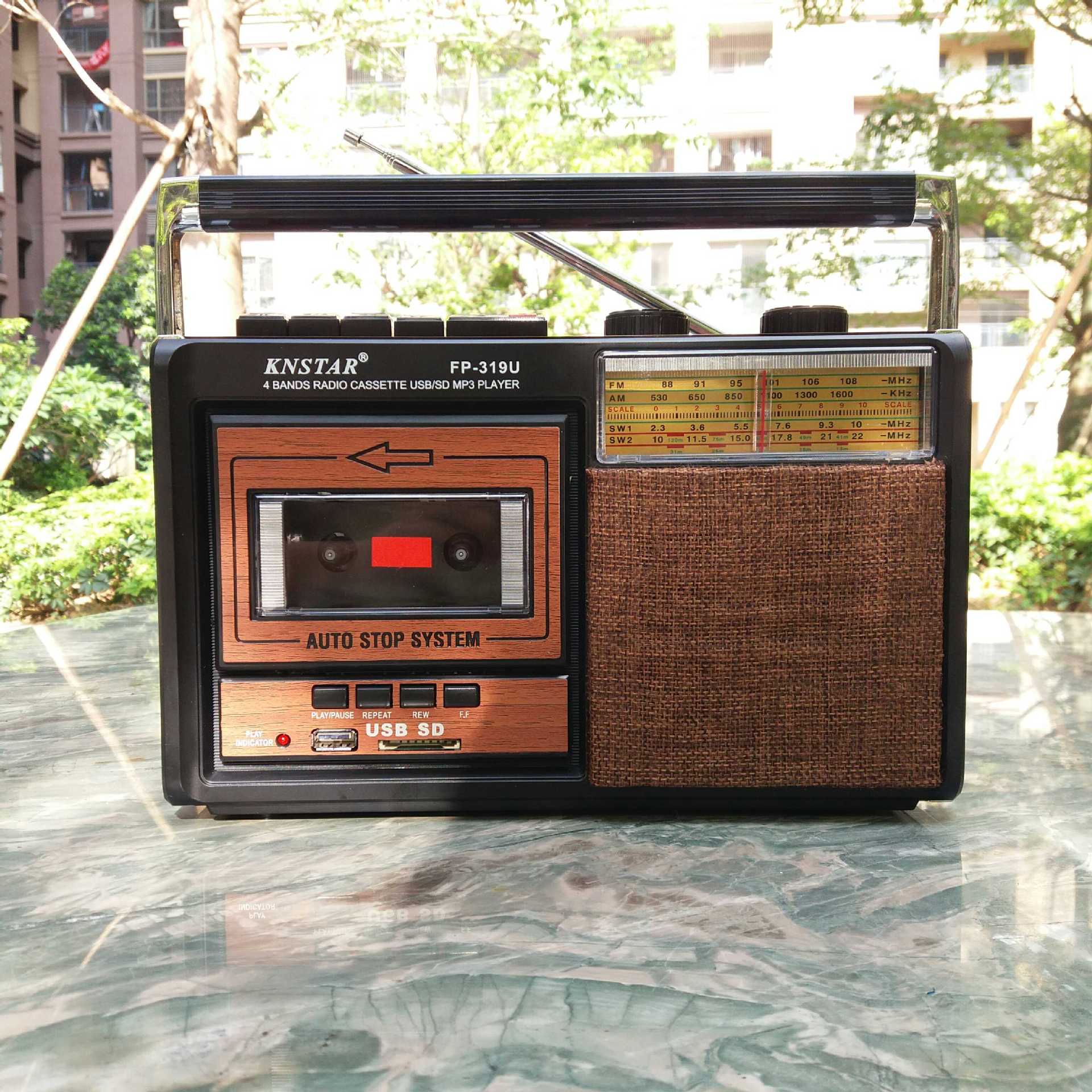 出欧美复古老人磁带机卡带机收音机全波调频中波录音机一件代发