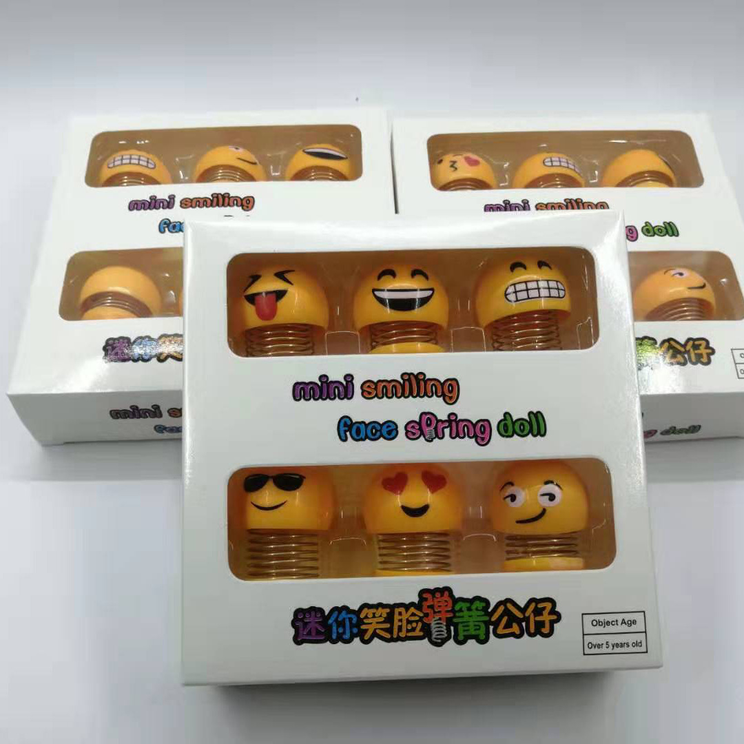 Box Kit Mini Small Sized 5cm Smiling Face Spring Doll 6-Piece Set Small Mini Marvel Shaking Head Emoji Plush Doll